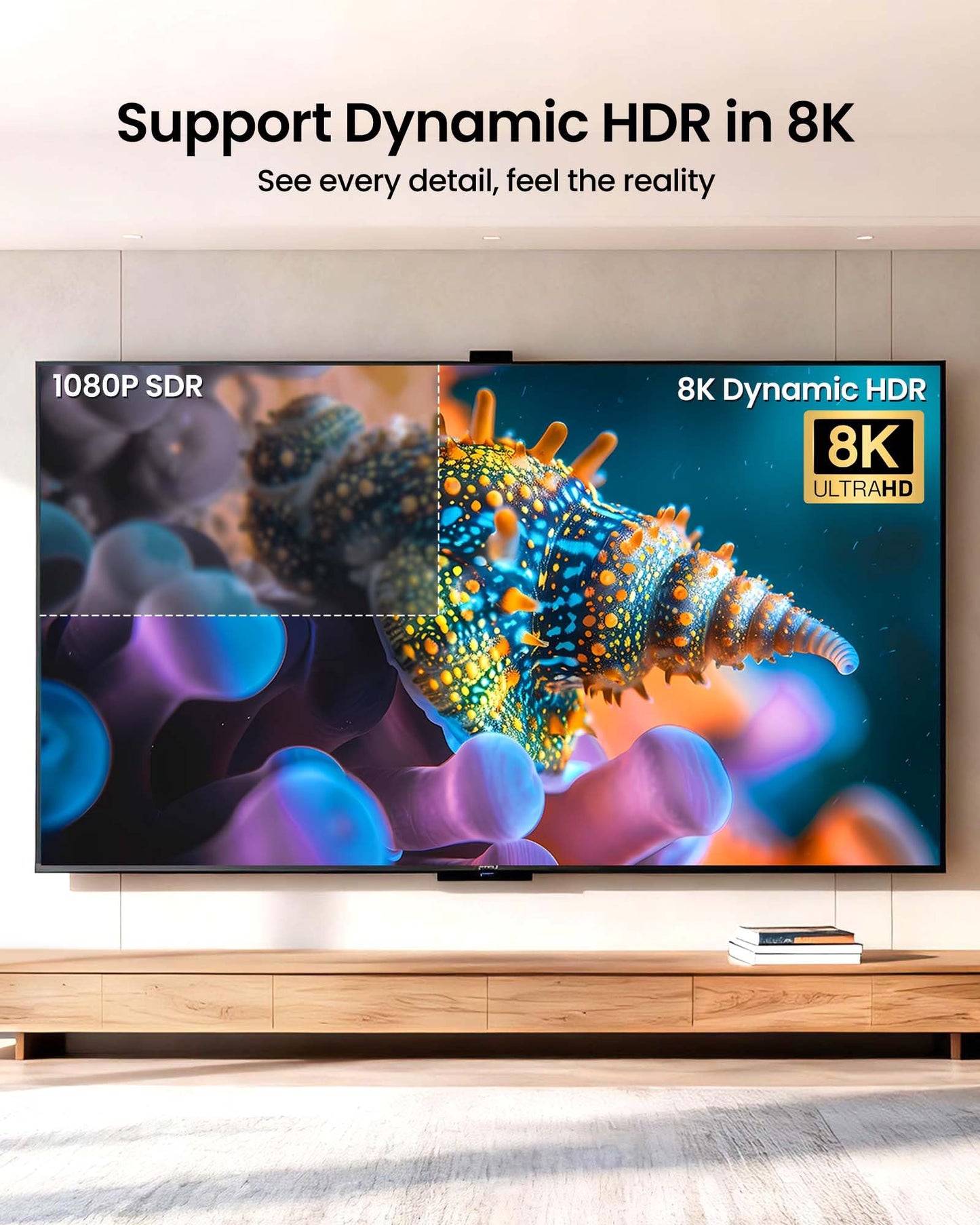 Silkland 8K HDMI ARC/eARC Cable 2.1 for Soundbar 6.6ft, 8K@60Hz 4K@120Hz High Speed HDMI Cord for Home Theater, 48Gbps, Dolby Atoms, DTS:X Compatible for Vizio Samsung Bose Sound bar, UHD TV, Blu-ray