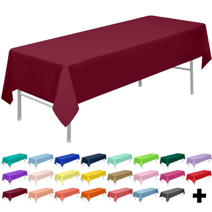 PARTY ULYJA Burgundy Tablecloths Plastic 3-Pack Premium 54 Inches x 108 Inches Disposable Table Covers Decorative Table Cloths for Rectangle Tables