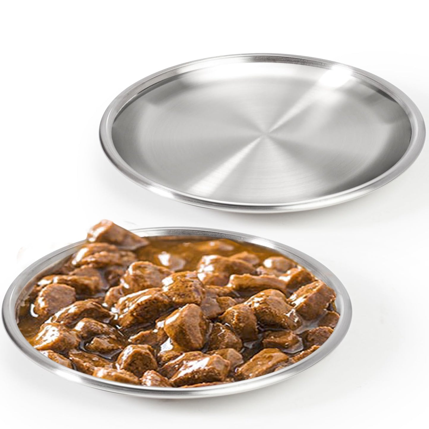 Edelstahl-Katzennäpfe für Futter und Wasser, geeignet für Kätzchen und Katzenbabys, zur Linderung von Schnurrhaarermüdung – 2er-Set, flache Ausführung