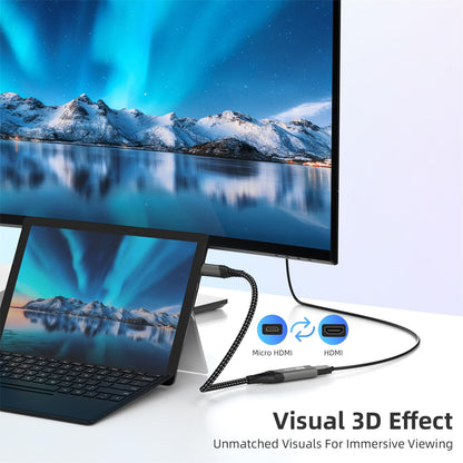 Micro HDMI to HDMI Adapter,4K@60Hz 3D 1080P Type D to A adapter cable supports Ethernet,3D,HDR and ARC,Micro HDMI to HDMI compatible with Raspberry Pi 5/4,Hero,cameras A6300 A6400,Yoga,ODROID etc