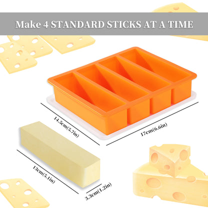 OHOLA Silicone Butter Mold Tray with Lids, Non-Stick for Chocolate, Energy Bars and Cake (1Pack, Stylish Orange Color)