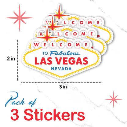 Sticky Expressions | (3 Pcs) Welcome to Fabulous Las Vegas Sticker - Size 3" by 2" - Strong Adhesive, Durable, Weatherproof Las Vegas Sticker. Perfect Vegas Stickers