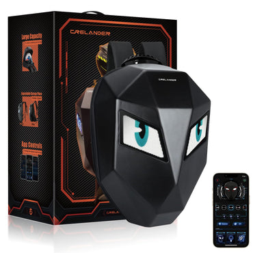 Crelander LED Knight Rucksack, 19-Zoll-Motorradrucksack mit App-Steuerung, programmierbarem Vollfarbdisplay, wasserdicht, großes Fassungsvermögen, Hartschalen-Helmtasche, DIY-Pixel-Art-Animations-Laptop-Tagesrucksack 