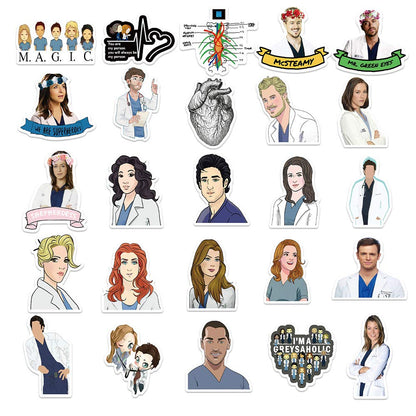 Stickers for The TV Show Greys Anatomy Funny Pack of 50 Stickers for Water Bottles,Hydroflasks,Cars,Phone,Computer,Laptop Sticker Decal Cute,Waterproof,Aesthetic,Trendy Stickers for Teens,Girls