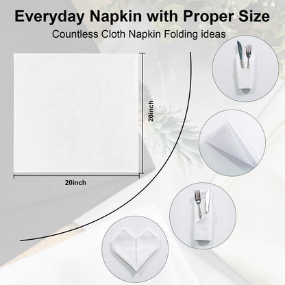 OTR ORVETEX Christmas White Cloth Napkins, 20 x 20 inch Washable Polyester Dinner Napkins with Hemmed Edges for Dinner Christmas X-mas Paeties Weddings Banquets Table Decoration (White,Pack of 24)