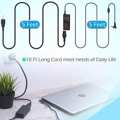 65W AC Adapter Laptop Charger Compatible with HP Envy 13 15 17 15t 15m 17m X360 15-1039wm 15-1033wm 15-1010dx 15-w237cl 15-w110nr 15-ee1093cl 15m-eu0033dx 17m-ch0013dx Power Supply Cord