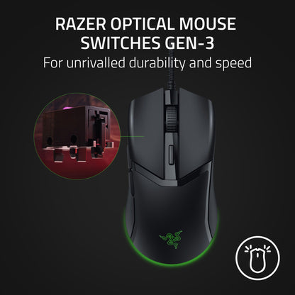 Razer Cobra Wired Gaming Mouse: 58g Lightweight Design - Gen-3 Optical Switches - Chroma RGB Lighting with Underglow - Precise 8500 DPI Optical Sensor - 100% PTFE Mouse Feet - Speedflex Cable - Black