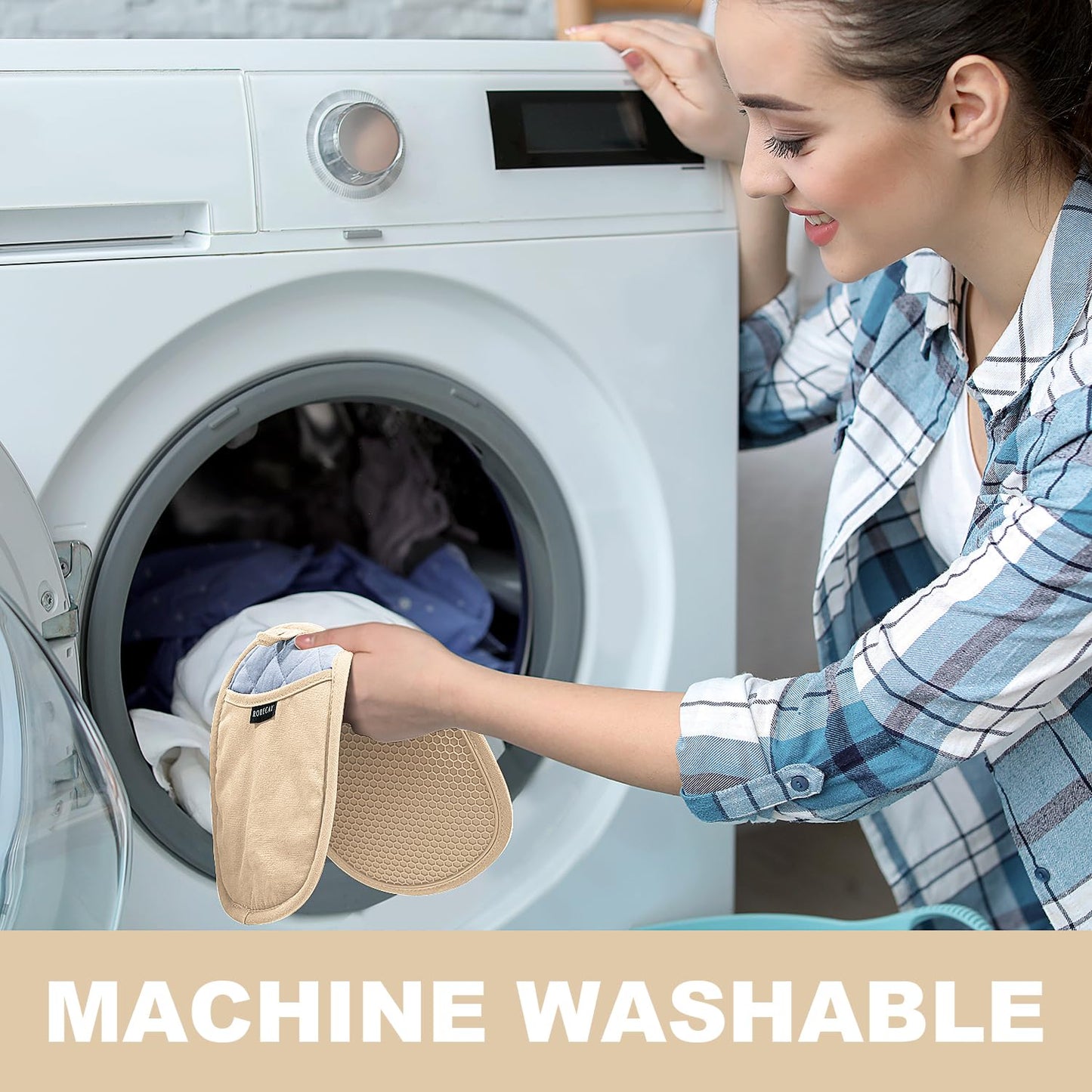 2-Pack Silicone Pot Holders for Kitchen Heat Resistant up to 500°F, Non-Slip Large Hot Pads with Pocket, Quilted Liner Trivets for Countertops Hot Pots and Pans (Gray)