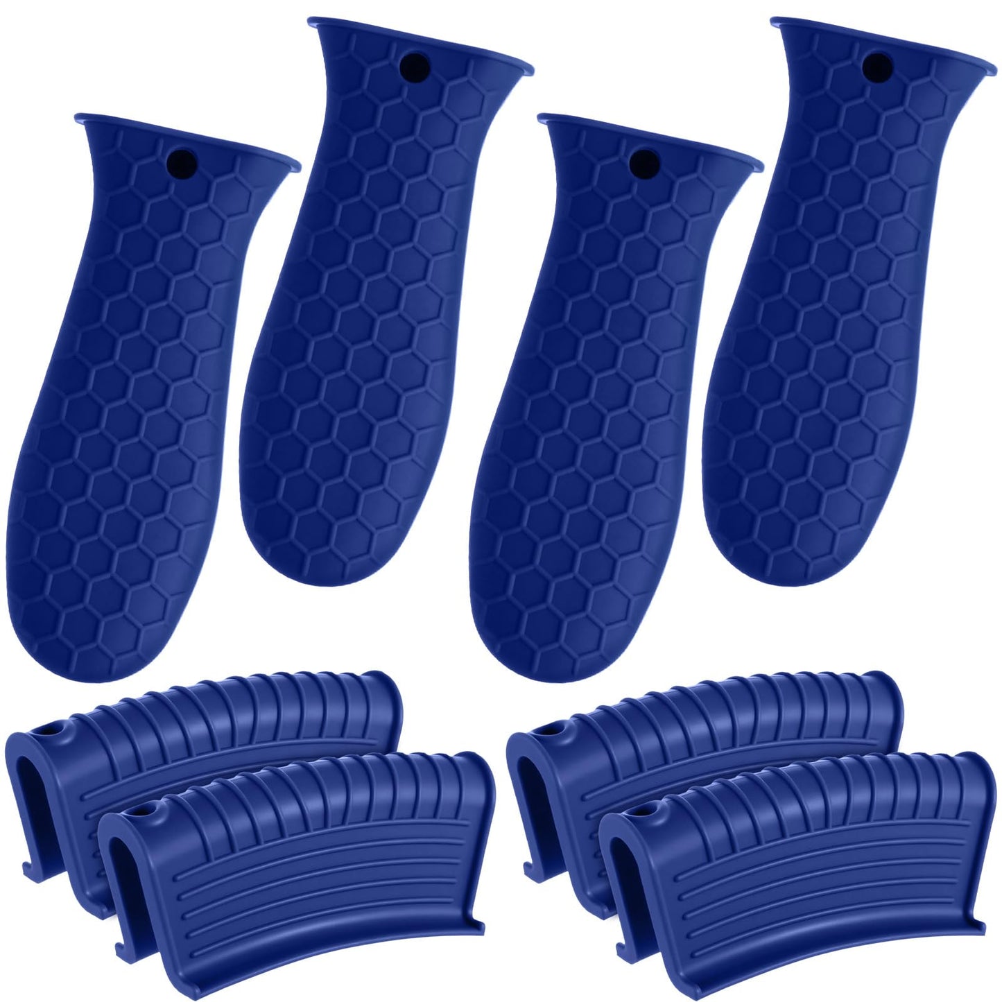 Patelai 8 Pcs Silicone Pot Holders Set Cast Iron Handle Cover Heat Resistant Pot Handle Covers Potholder Non Slip Reusable Pan Sleeve for Frying Pan Kitchen Supplies(Black)