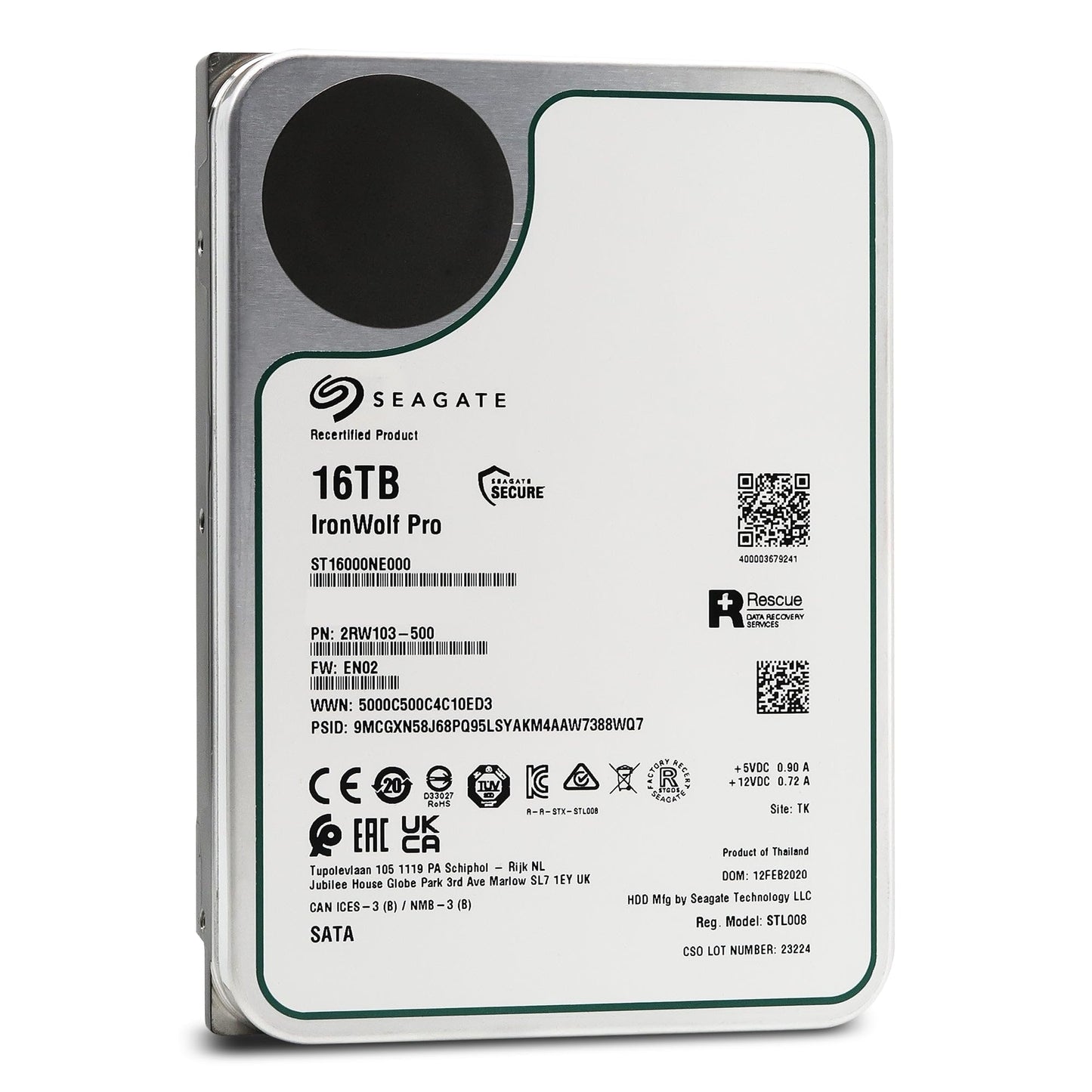 Seagate IronWolf Pro 16TB NAS - 3.5 Inch SATA 6GB/S 7200 RPM 256MB Cache for Raid Network Attached Storage (ST16000NE000) (Renewed) Internal Hard Drive
