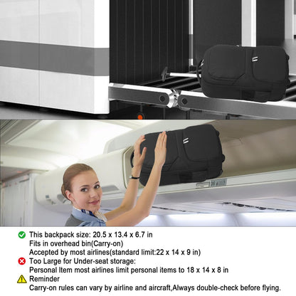 seyfocnia Rolling Backpack,Travel Bag with Shoe Compartment Roller Backpacks Wheeled Business Backpack Luggage Carry on Backpack with Wheels for Men Women-Black