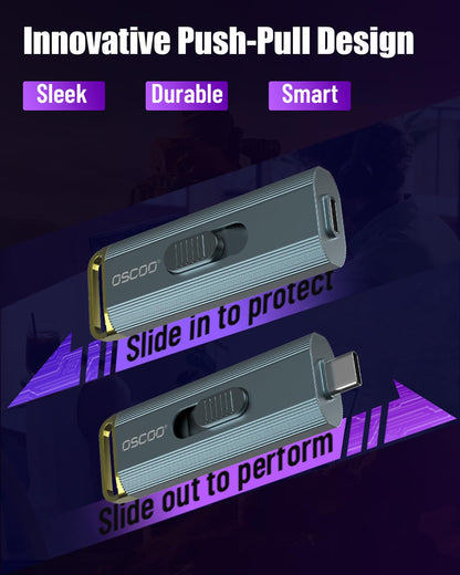 OSCOO 1 TB Portable SSD, bis zu 2100 MB/s, unterstützt Apple 4K 60fps ProRes, externe Festplatte USB 3.2 mit USB-C &amp; A für iPhone 15/16/17, Android, Mac &amp; PC, ideal für Fotografen und Content Creator