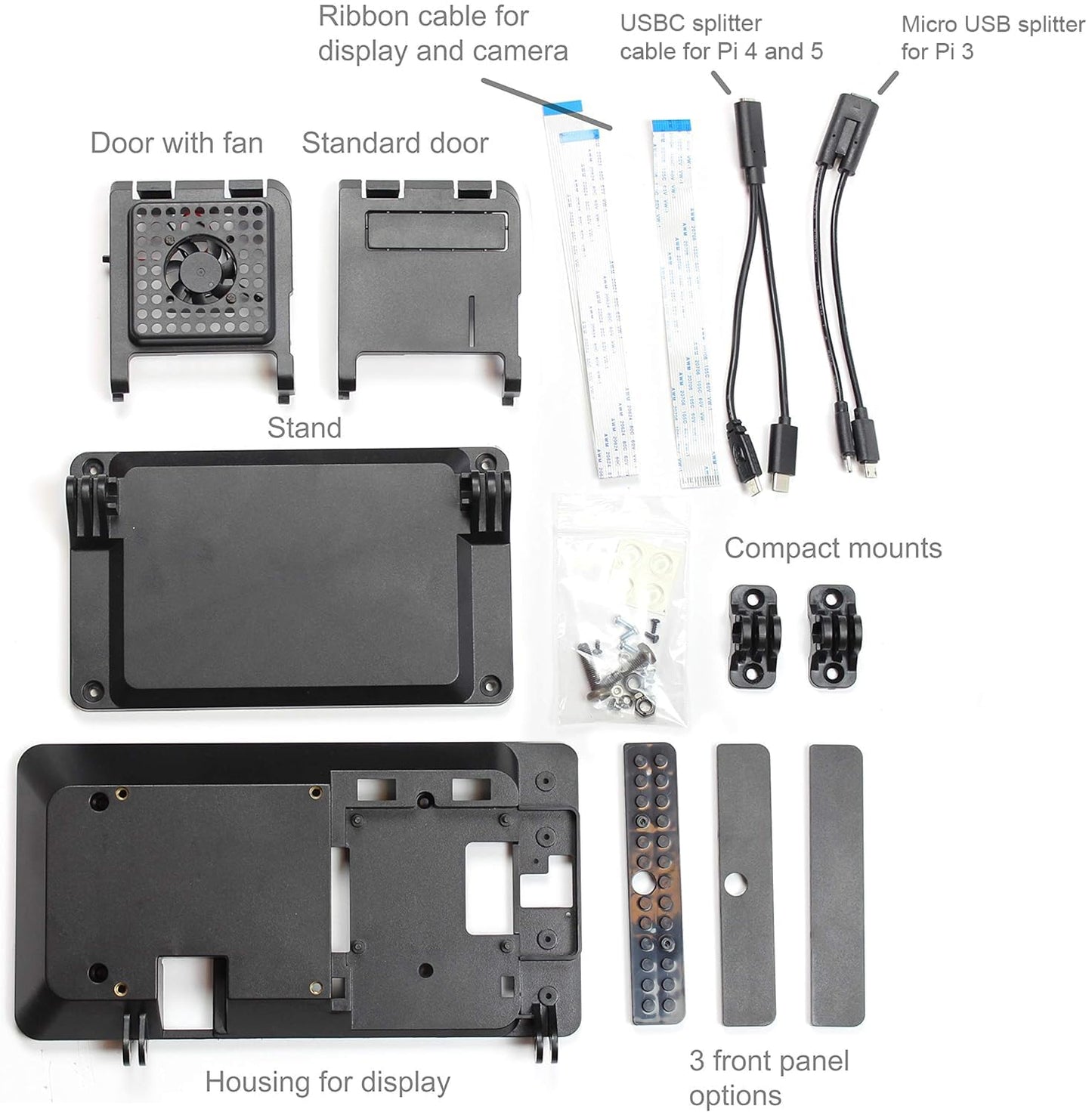 SmartiPi Touch 2 - Case for The Official Raspberry Pi 7" Touchscreen Display - with Cooling Fan