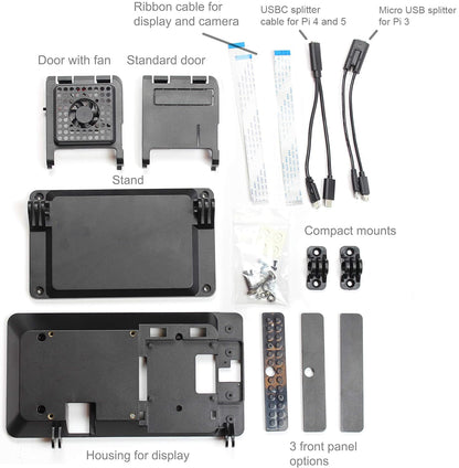 SmartiPi Touch 2 - Case for The Official Raspberry Pi 7" Touchscreen Display - with Cooling Fan