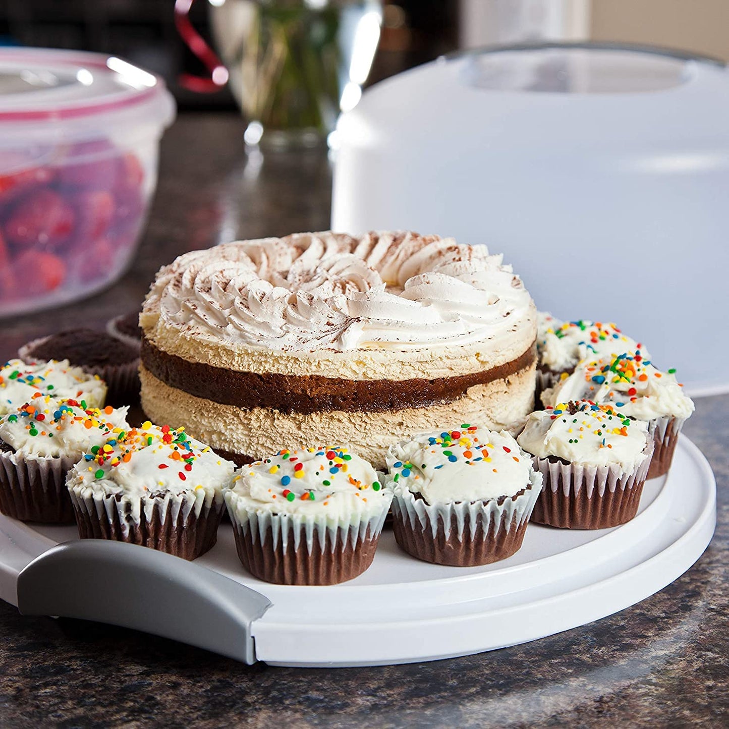 Sterilite Cake Server Circular Serving Container White