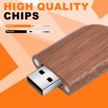 Novelty Wooden USB 2.0 Flash Drive 16GB Data Storage Memory Stick USB Stick Ellipse Pendrive with Wooden Box