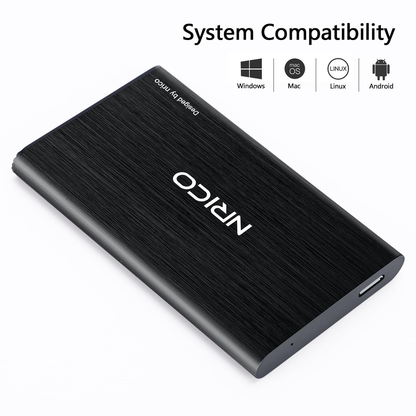 NRICO Ultra Slim 500GB Portable External Hard Drive USB3.0 HDD Storage Compatible for PC, Desktop, Laptop,Mac,PS4, Xbox one (Black, 500, GB)