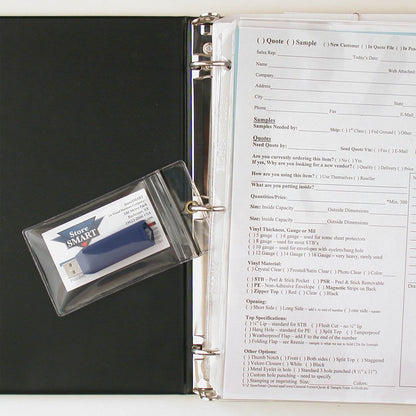 StoreSMART® USB-Stick-/Speicherkarten- und Visitenkartenhüllen, 5er-Pack – Reißverschluss oben und Aufhängeloch – kurze Seite offen (R3578ZIPS-FLASH-5)