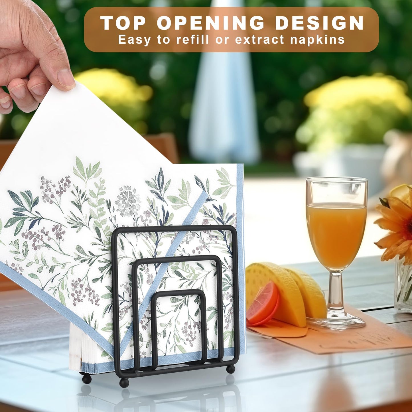 Serviettenhalter für den Tisch, moderner schwarzer Serviettenhalter aus Metall für Küchentische und Arbeitsplatten, Spender für Cocktailservietten aus Papier für den Innen- und Außenbereich von LAIHIFA