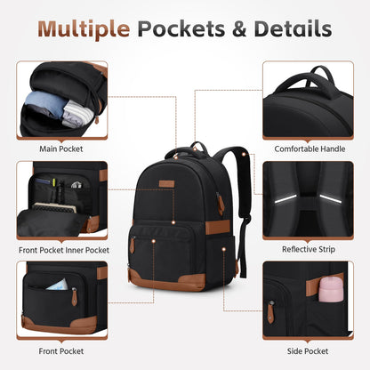 RealCool Laptop Backpack, 31L Travel Backpacks Gift for Women Men, Fits up to 15.6-17 Inch,Water Resistant College Bookbag, for School Business Trip (Black)