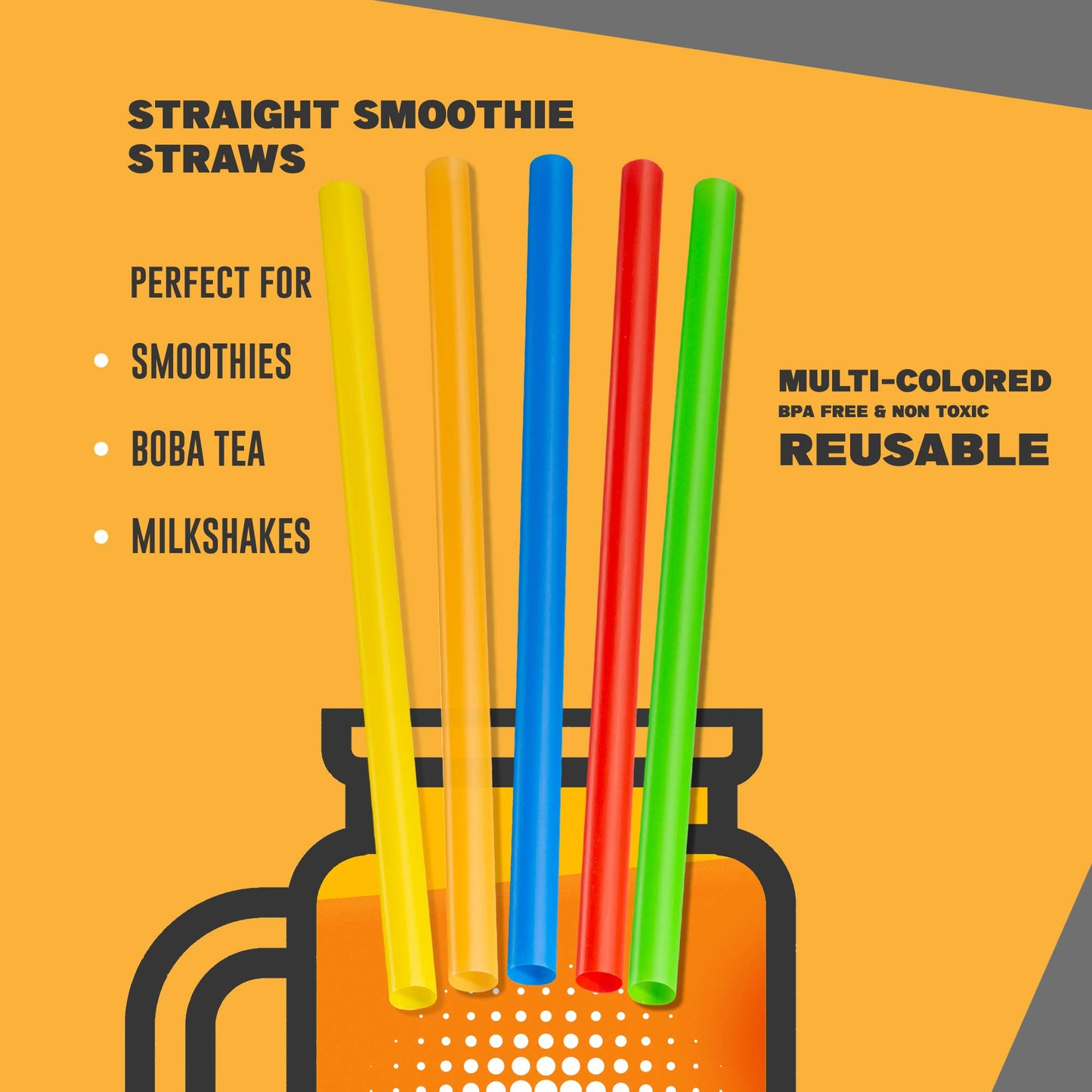 Clear Jumbo Smoothie Straws, Clear Disposable Wide-mouthed Large Milkshake Straws 9'' Inches High/Tall 100 pack