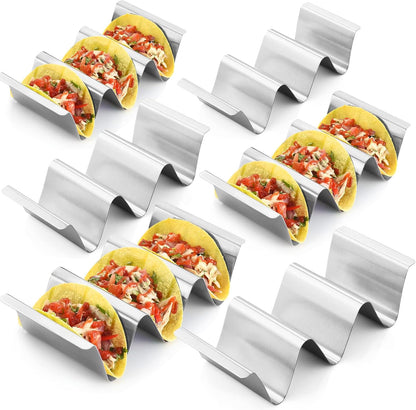 Taco-Ständer aus Edelstahl, 6er-Set – Stilvoller Ständer für bis zu 3 Tacos, hält die Schalen aufrecht – Ofen-, grill- und spülmaschinenfest 