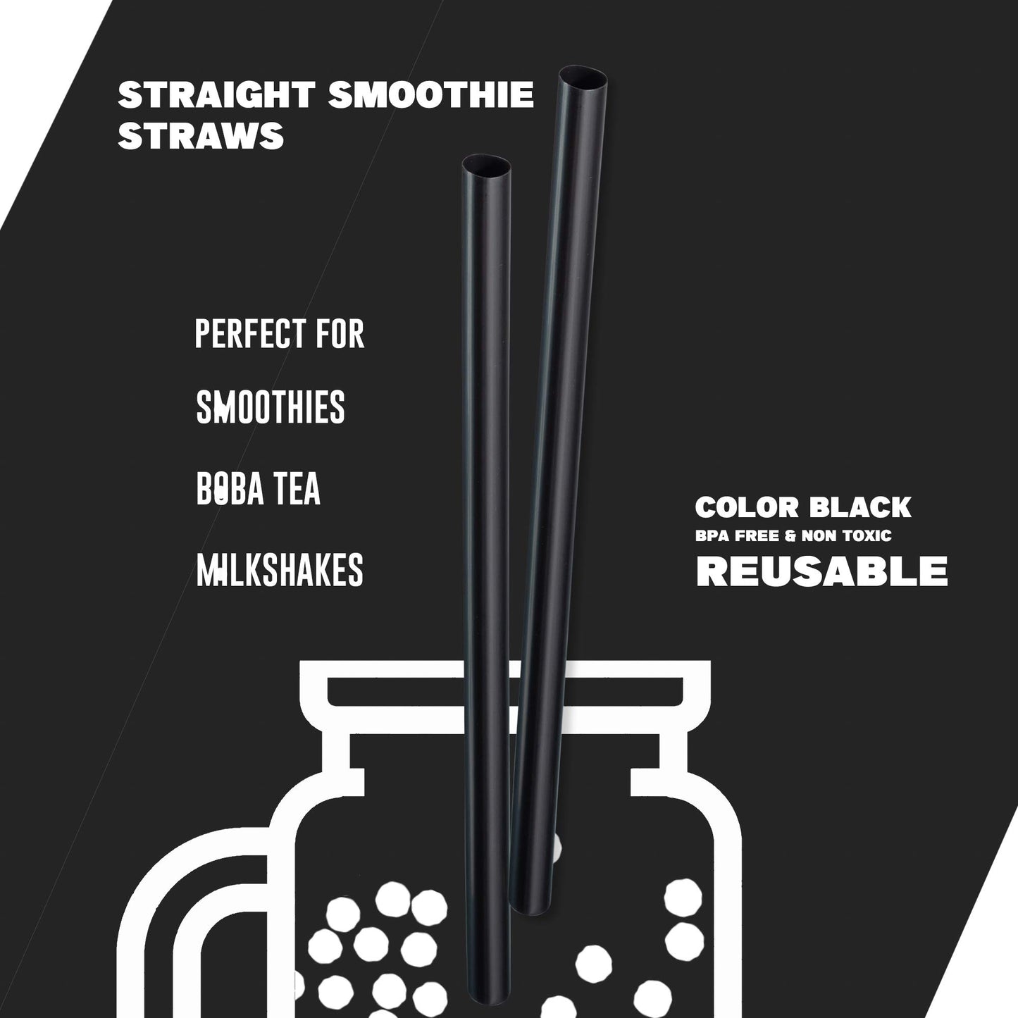 Clear Jumbo Smoothie Straws, Clear Disposable Wide-mouthed Large Milkshake Straws 9'' Inches High/Tall 100 pack