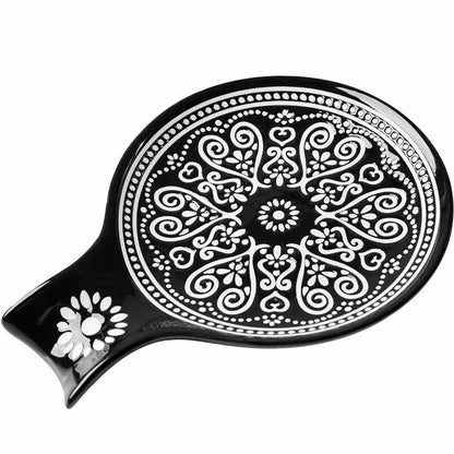 Ceramic Spoon Rest, Cooking Spoon Holder for Kitchen Counter/Stove Top/Dining Table Modern Farmhouse Decorative, Large (Blue)