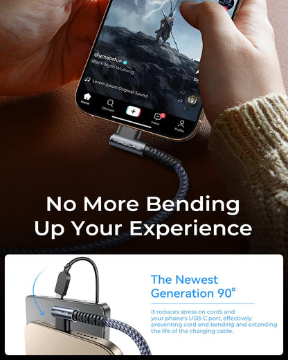 MRGLAS USB C to USB C Cable 60W [4-Pack, 10+6.6+3.3+1.6FT][90°, Gold-Plated] Type C Charger Fast Charging for iPhone 17 16 Pro Max 15 Plus, USB C Charger Cable for Samsung S25 S24,iPad Pro,MacBook Pro