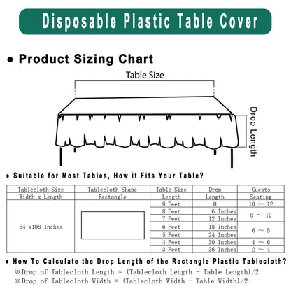 PARTY ULYJA Orangefarbene Plastiktischdecken, 2er-Pack, Einweg-Tischdecken, 54 x 108 Zoll, PEVA, Herbstfarben, für Grillpartys, Picknicks, Geburtstage, Hochzeiten, rechteckige Tische (8 Fuß). 