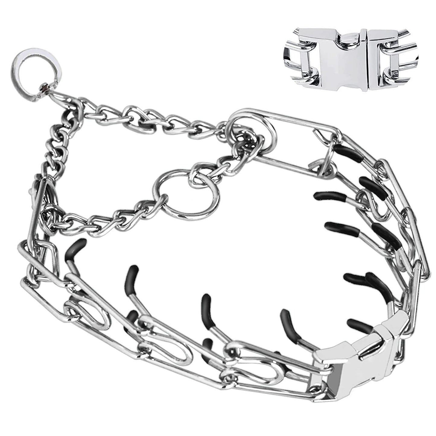Prong Collar for Dogs, Dog Training Collar, Adjustable Size Dog Pinch No Pull Collar with Quick Release Buckle for Small Medium Large Dogs(Packed with Two Extra Links)