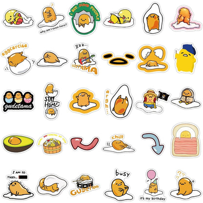 CHVISO 60PCS Japanese Lazy Egg Kawaii Stickers - Vinyl Waterproof Stickers for Kids, Teens, Adults - Laptop, Water Bottles, Skateboard, Guitar