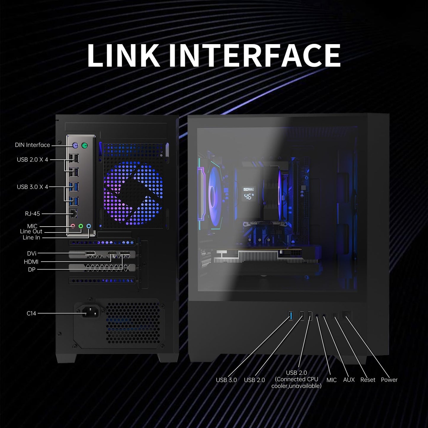 OKAMUS Gaming PC, i7 CPU, RX 590 8GB Graphics, 1TB NVMe SSD, 32GB DDR4 ECC RAM, RGB Fans, 550W PSU (i7+RX 590+1T +32G)