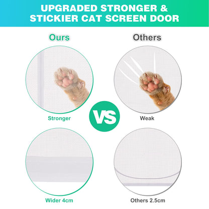 Reinforced Cat Screen Door, 35.5X82” Heavy Duty Pets Proof Screen Door with Bilateral Zipper, Prevent Dogs Cats Running Out from Home, Bedroom, Living Room, Kitchen Patio Doo