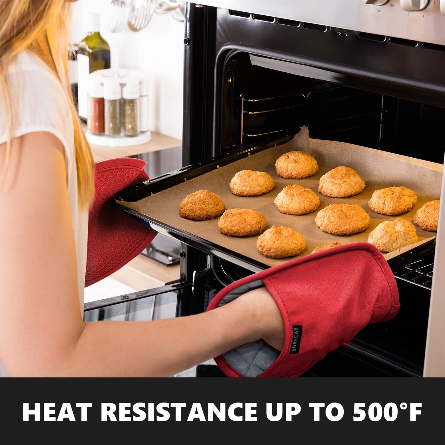 2-Pack Silicone Pot Holders for Kitchen Heat Resistant up to 500°F, Non-Slip Large Hot Pads with Pocket, Quilted Liner Trivets for Countertops Hot Pots and Pans (Gray)