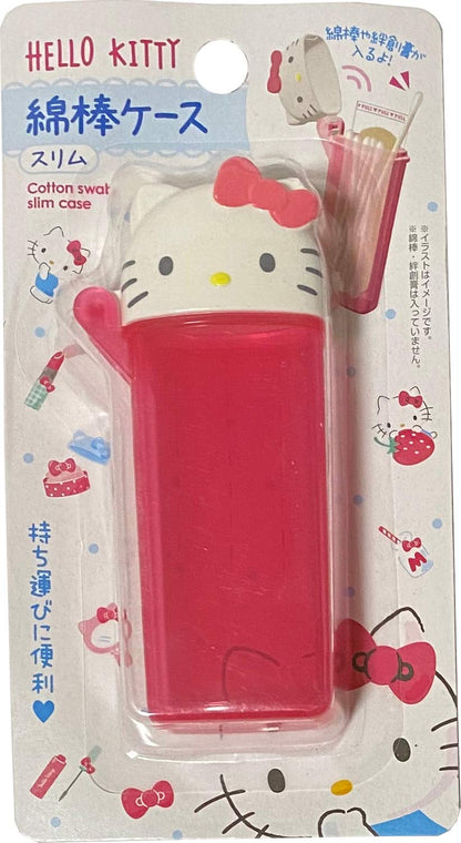 Sanrio Hello Kitty Portable Cotton Swab Slim Case 4.7 × 10.3 cm Makeup Travel Cases