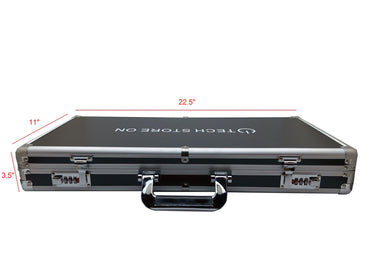 TECH STORE ON Aluminium-USB-Laufwerk-Organizer-Koffer (130 Steckplätze mit Griff) – Stoßfeste und antistatische große Aufbewahrungsbox mit Zahlenschloss | Professioneller Metallkoffer für IT- und Medienprofis