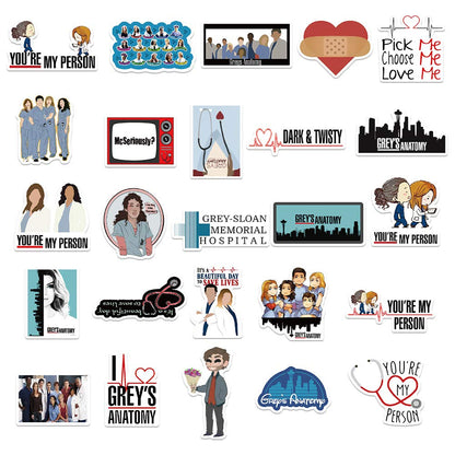 Stickers for The TV Show Greys Anatomy Funny Pack of 50 Stickers for Water Bottles,Hydroflasks,Cars,Phone,Computer,Laptop Sticker Decal Cute,Waterproof,Aesthetic,Trendy Stickers for Teens,Girls