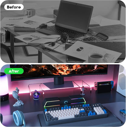 X-cosrack Monitorständer aus transparentem Acryl, 3-fach verstellbarer Doppelmonitorständer mit Antirutschmatte, Premium-Schreibtischorganizer für Homeoffice, Laptops, PCs, Drucker, Fernseher 