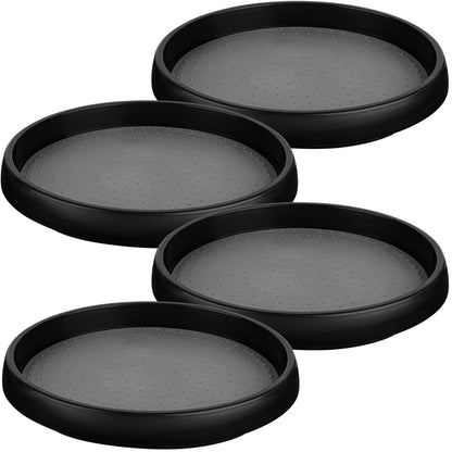 Oizeir 10 Inch Lazy Susan (Set of 4) - Non-Skid Turntable for Cabinet to Maximize Storage and Simplify Accessibility in Kitchen, Bathroom, and Pantry Spaces (Black)