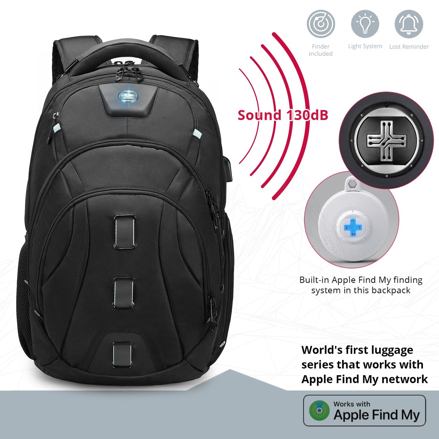 Swissdigital Design Men's Travel Laptop Backpack, Large Capacity TSA Friendly USB Charging RFID Protection Backpack for College and Business, Fits 17" Laptops Black | SD1644FB-01
