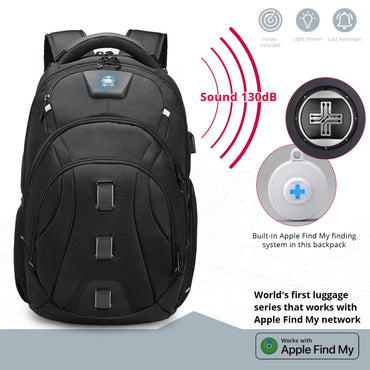 Swissdigital Design Men's Travel Laptop Backpack, Large Capacity TSA Friendly USB Charging RFID Protection Backpack for College and Business, Fits 17" Laptops Black | SD1644FB-01