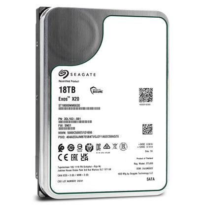 Seagate Exos X20 18TB 7200 RPM 512e SATA 6Gb/s 3.5" Enterprise Hard Drive - ST18000NM003D (Renewed)