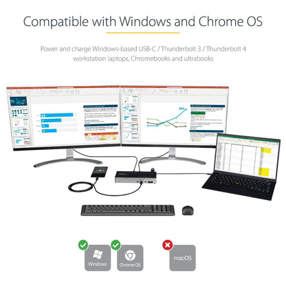 StarTech.com USB C Dock - Triple 4K Monitor USB Type-C Docking Station - 100W Power Delivery - DP 1.4 Alt Mode & DSC, 2X DisplayPort 1.4/HDMI 2.0-6xUSB (2X 10Gbps), SD - Windows/Chrome (DK31C2DHSPD)