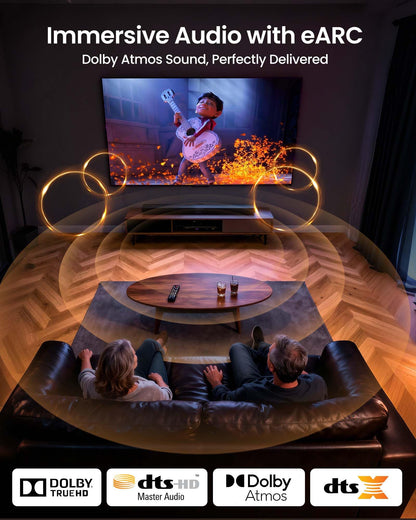 Silkland 8K HDMI ARC/eARC Cable 2.1 for Soundbar 6.6ft, 8K@60Hz 4K@120Hz High Speed HDMI Cord for Home Theater, 48Gbps, Dolby Atoms, DTS:X Compatible for Vizio Samsung Bose Sound bar, UHD TV, Blu-ray