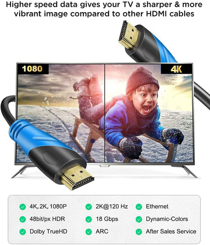 Rommisie 4K HDMI 75 FT Kabel (HDMI 2.0, 18 Gbit/s) Ultra High Speed ​​vergoldete Anschlüsse, Ethernet HDMI Kabel, 4K@60Hz 2K 1080P 3D ARC kompatibel mit UHD TV Monitor Laptop Xbox PS4/PS5 usw. (23 m)