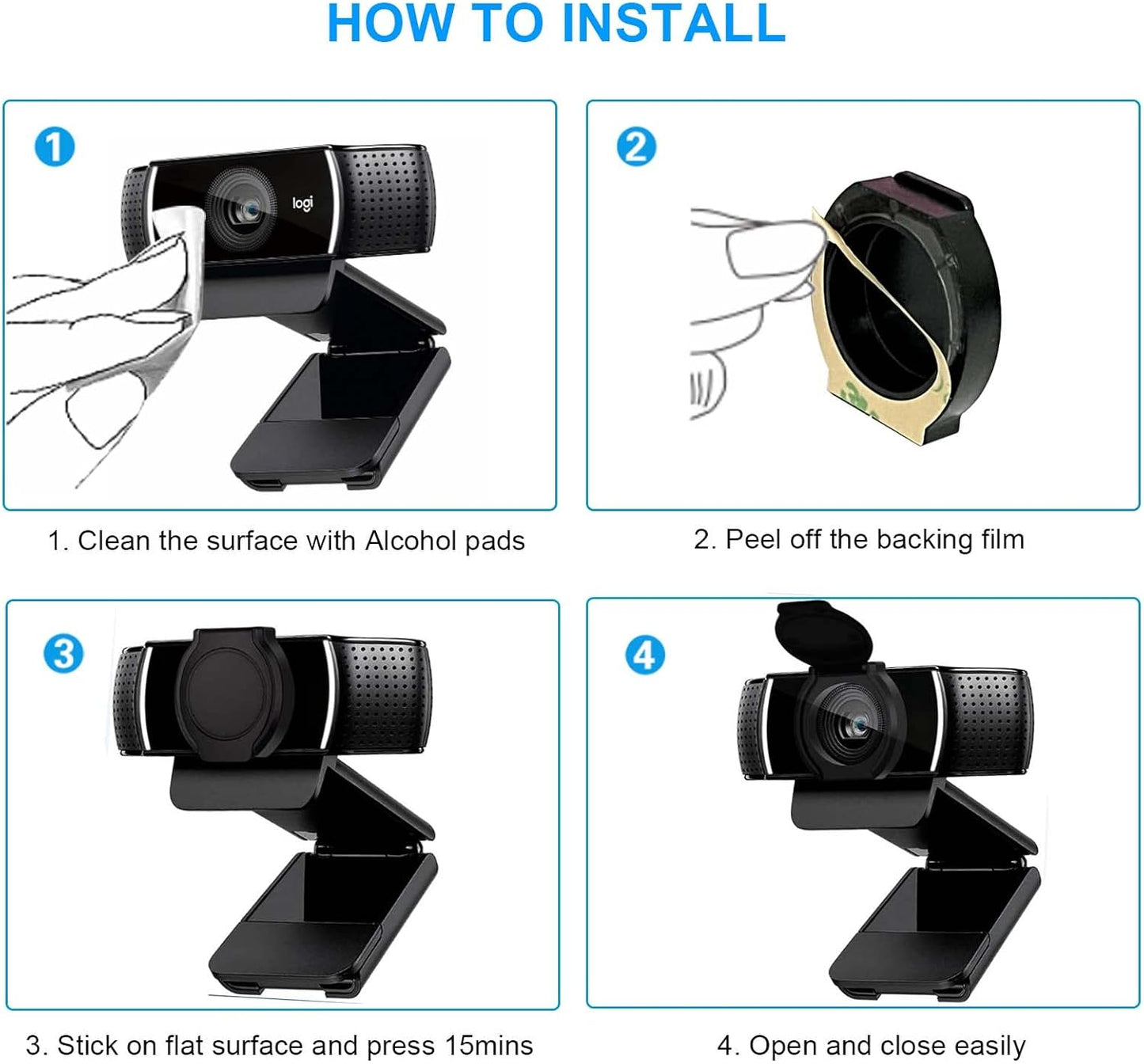 2 Pack Universal Webcam Cover, Desktop Computer External Webcam Lens Covers Shutter Cap Hood, Streaming Web Camera Privacy Cover Clip Compatible with Logitech HD Pro Webcams C270/C615/C920/C930e/C922X