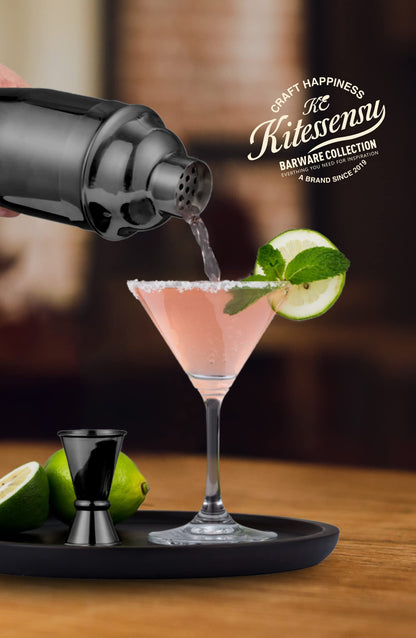 Cocktail Shaker, KITESSENSU 24oz Drink Shaker with Bartender Strainer, Measuring Jigger, Bar Mixing Spoon, Cocktail Recipe Guide, Professional Drink Mixer Set for Beginners, Silver
