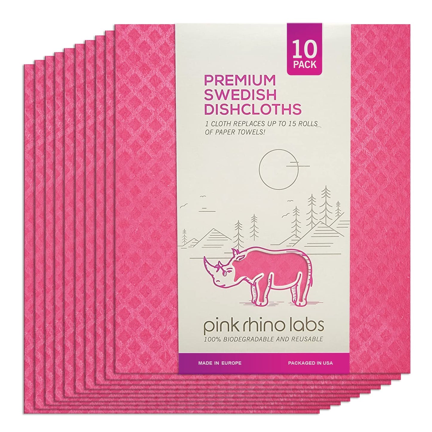 Schwedische Geschirrtücher – Umweltfreundliche, wiederverwendbare Küchentücher – 10er-Pack Reinigungstücher für Geschirr, Arbeitsflächen und Oberflächen – Super saugfähig, kompostierbar, Zero-Waste-Alternative