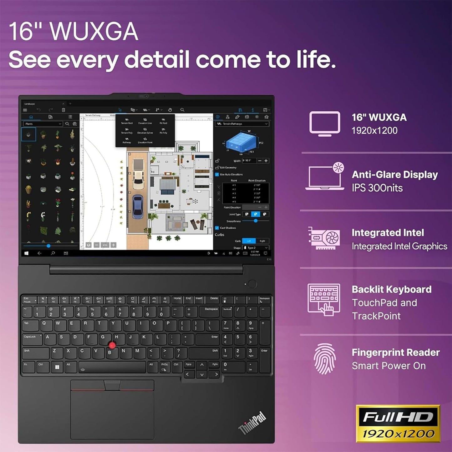 Oemgenuine Lenovo ThinkPad E16 Gen 2, WUXGA 16" Display, Intel Ultra 5-125U, 16GB DDR5 RAM, 512GB NVMe, Fingerprint, Backlit KB, WiFi 6E + BT, RJ-45, FHD Webcam, W11P, Business Laptop